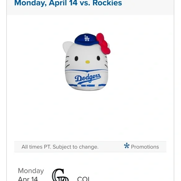 Hello Kitty Dodgers Plush - Picture 1 of 2